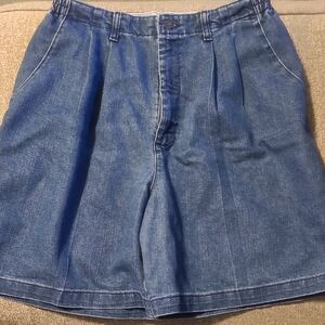 Blue Denim Shorts Pleated Pockets Lee